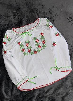 Вишиванка українська дитяча біла з візерунками кофта футболка святкова украинская вышиванка детская белая с узорами сорочка рубашка праздничная кофта