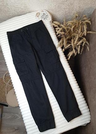 Черные коттоновые брюки брюки карго yfk 10 лет (140)