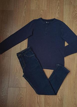 Набор/синие джинсы для мальчика/синий реглан футболка с длинным рукавом для мальчика