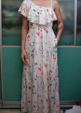 Платье длинное с воланами