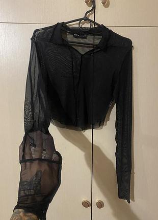 Лонгслів топ сіточка напівпрозорий шви навиворіт широкі рукави чорний готичний вінтажний  гранж y2k shein