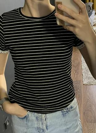 Топ у смужку приталений h&m