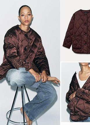 Стеганая  утепленная куртка  полупальто zara  zw collection
