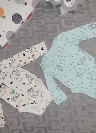 Комплект боди слип человечек песочные с длинным рукавом george 3-6 месяцев