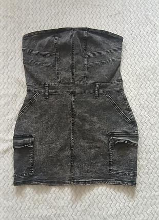 Джинсовое платье бандо l