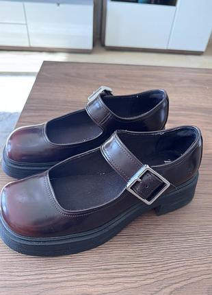 Туфлі zara mary jane коричнево-бордові