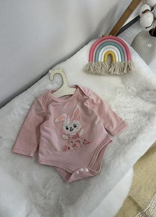 Классный розовый боди с зайкой shein, боди с рукавом, боди