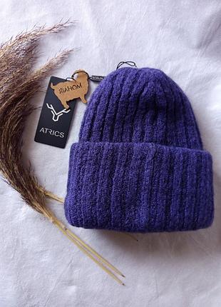 Sale! шапка подвійна 35% вовна 35% пан 15% мохер 15% пвт