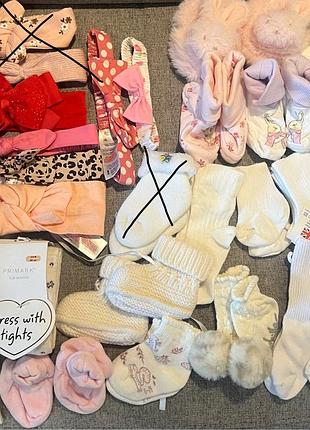 Шапки, шкарпетки, подряпини, пов’язки, колготки 0-3-6 місяців. нове