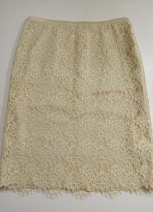 Роскошная летняя кружевная юбка от виктории гресь "gres", кремовый цвет, 38 р-р
