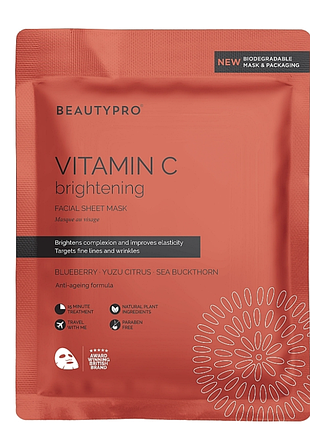 Колагенова маска для обличчя, з вітаміном с beautypro collagen mask brightening vitamin c