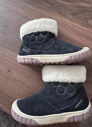 Чобітки geox waterproof замшеві (шкіра) на замочку, утеплені