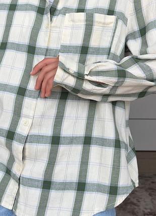 Сорочка в клітинку лимонно зелена oversize