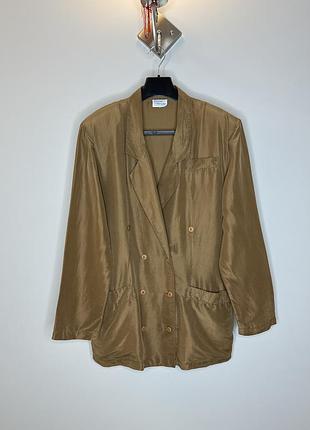 Шовковий жакет блейзер зі 100% шовку коричневий мідний l-xl