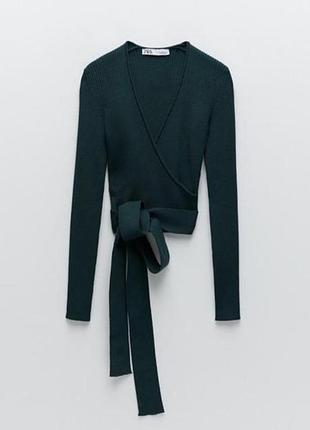 Топ в рубчик на запах, джемпер zara