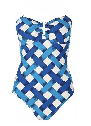 Жіночий стильний суцільний купальник у блакитно-синьому кольорі