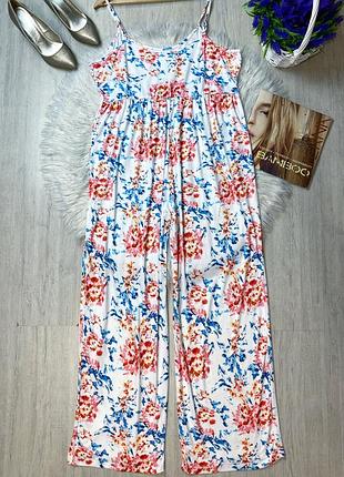 Довгий комбінезон із широкими прямими штанинами батал  батальний стан нового