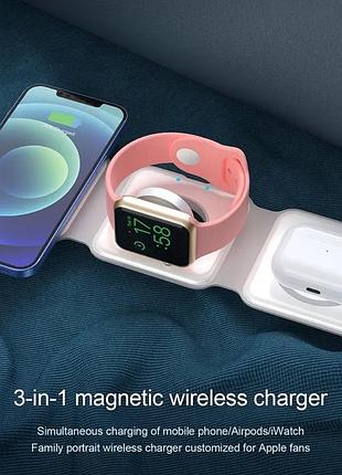 Бездротова зарядка x-world 6061 qi док-станція для iphone watch airpods для айфона годинника навушників