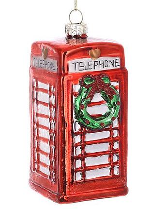 Ялинкова прикраса телефонна будка 5*5*10см, колір - червоний