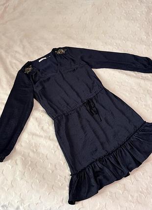 💙 елегантна синя сукня з оздобленими плечима 💙