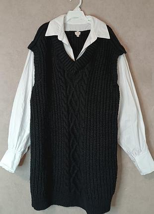 В'язана жилетка сукня з сорочкою 2 в 1 river island