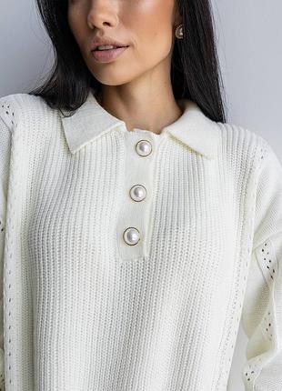 Распродажа 🏷 30% шерсть шерсть оверсайз свитер мирер поло с воротничком и красивыми пуговицами