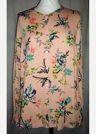 Персиковая вискозная блуза с плесерированной спинкой