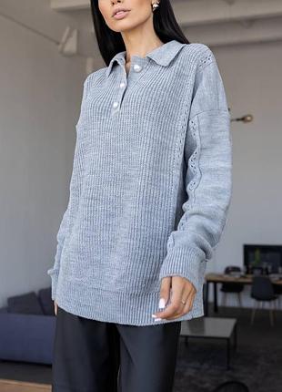 Распродажа 🏷 30% шерсть шерсть оверсайз свитер мирер поло с воротничком и красивыми пуговицами