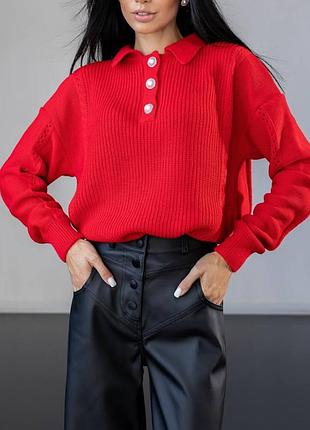 Распродажа 🏷 30% шерсть шерсть оверсайз свитер мирер поло с воротничком и красивыми пуговицами