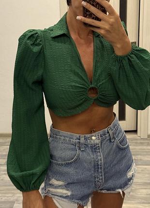 Світла зелена вкорочена блуза від missguided