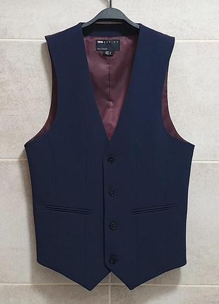 Asos жилет - xs • 44 - синий - slim fit - 011073 - мужская классическая жилетка костюмная же44