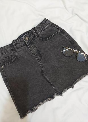 Джинсовая юбка черная mango