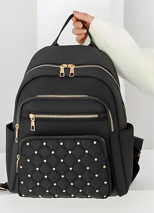 Рюкзак рюкзак повседневный стильный городской нейлоновый молодежный компактный черный прогулочный с карманами