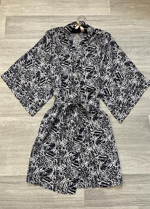 Халат полупрозорий шифоновий в леопардовий принт жіночий