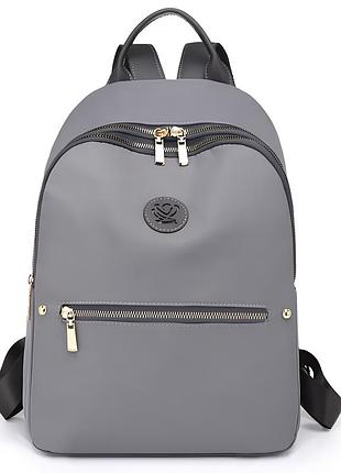 Женский рюкзак городской стильный повседневный текстильный молодежный прогулочный серый с карманами
