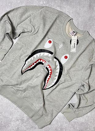 Світшот bape в сірому кольорі