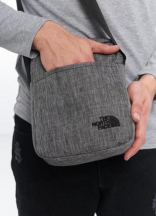 Барсетка tnf серый меланж ( вышитое лого )