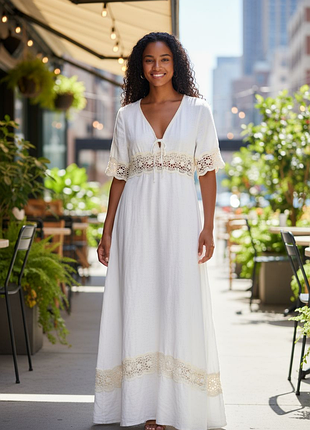 Белое длинное льняное платье please fashion италия
