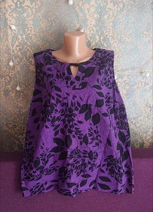 Красивая блуза лен большой размер батал 52 /54 блузка