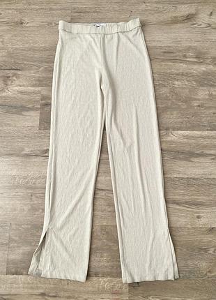 Прямі штани з еластичним поясом та боковими розрізами zara