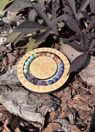 Браслет аметист кальцит лазурит ангеліт цитрин сонячний камінь