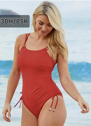 Супер елегантний  однотонні суцільний купальник батал на пишні груди від bravissimo(новий) 38 h/85k