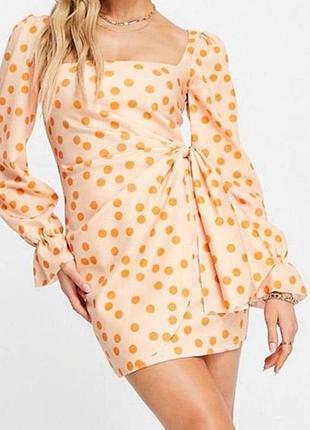 Красивое персиковое платье в горох asos размер s