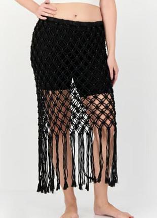 Сетчатая юбка bershka с бахромой. 3