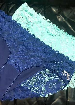 Невероятно красивые трусы-слип в синем и бирюзовом цвете большого цвета