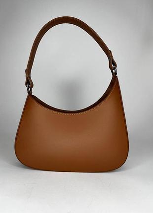 Рыжая сумка багет из натуральной кожи