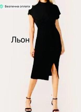 Сукня чорна з льону плаття міді під горло asos із високим горлом asos - m l