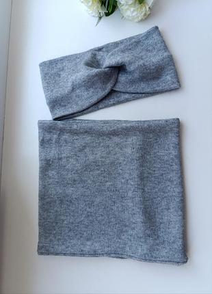 Набір пов'язка ангорова чалма хомут снуд