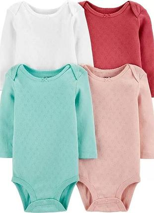 Carters комплект бодиков с длинным рукавом из 4 шт картерс боди pastel
