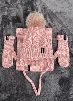 Комплект шапка снуд рукавички zara